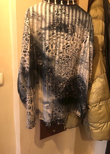 Gri Bağlama Desenli Uzun Hamile Bluzu - Görsel 2