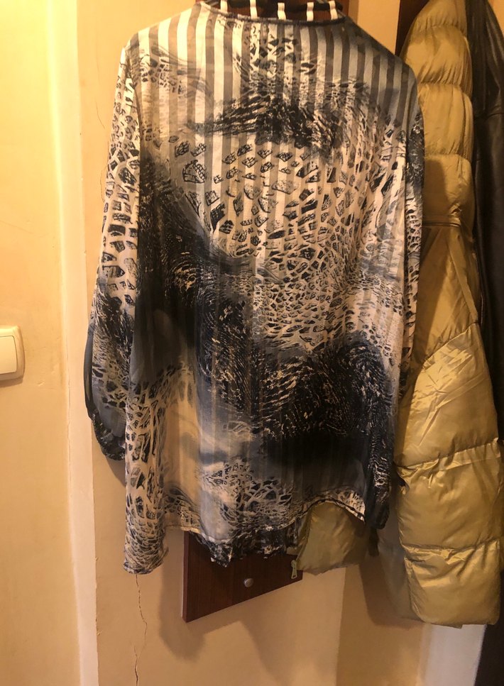 Gri Bağlama Desenli Uzun Hamile Bluzu - Görsel 2