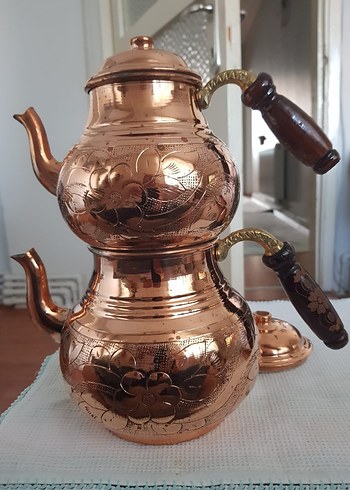 Diger Parlak Kahverengi Bakır Çaydanlık - Görsel 5