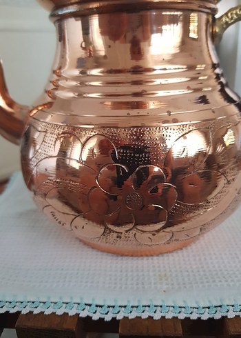 Diğer Diger Parlak Kahverengi Bakır Çaydanlık