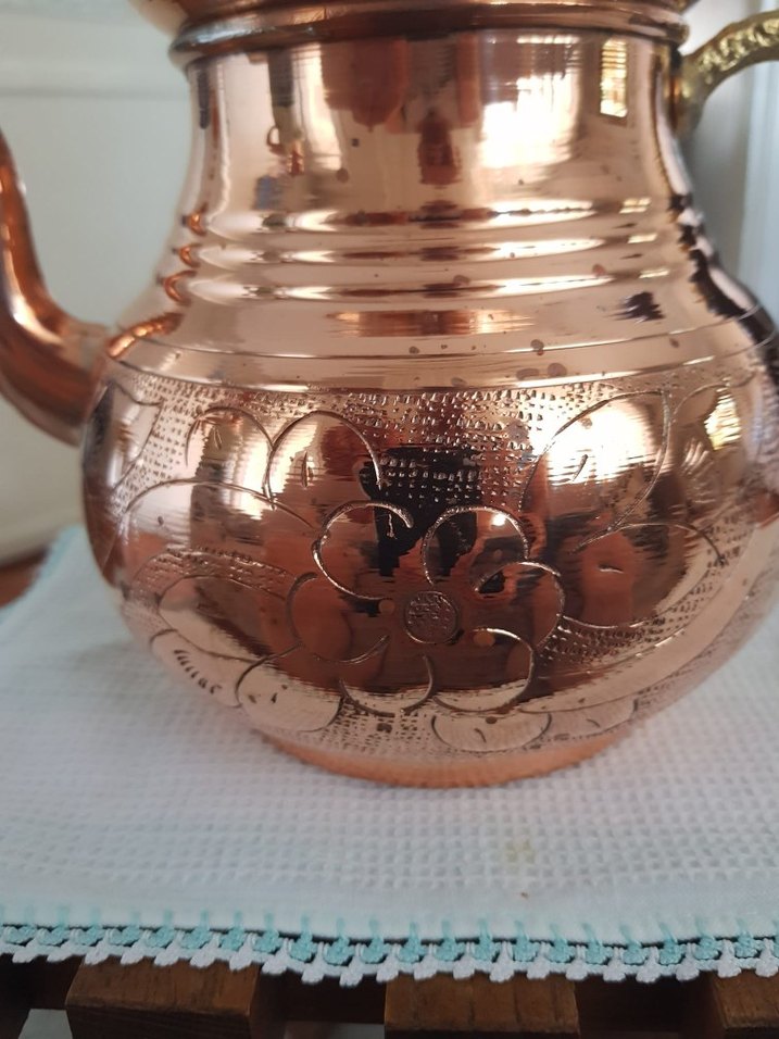 Diger Parlak Kahverengi Bakır Çaydanlık - Görsel 2