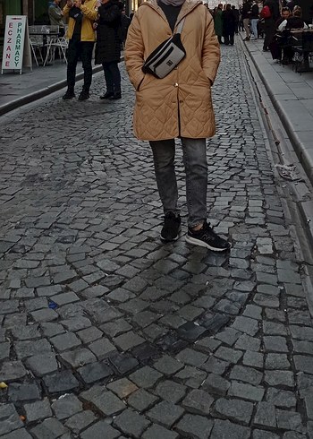 Bej Düğmeli Midi Kadın Ceket - Görsel 7