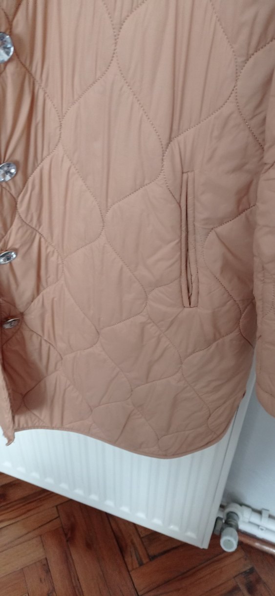 Bej Düğmeli Midi Kadın Ceket - Görsel 4