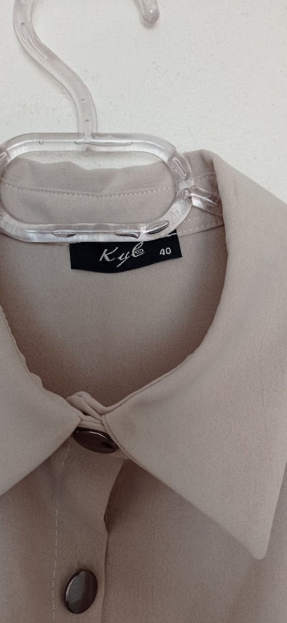 Bej Düğmeli Uzun Kollu Kadın Tunik - Görsel 4