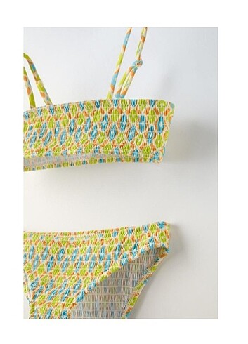 13-14 Yaş Beden Zara Elastik Desenli Bikini Takımı