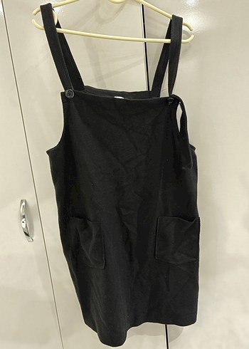 Siyah Kadın Kısa Salopet Elbise - Görsel 2