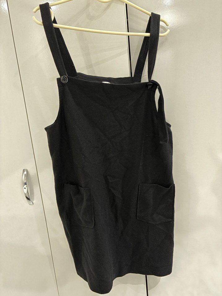 Siyah Kadın Kısa Salopet Elbise - Görsel 2