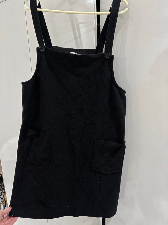 Siyah Kadın Kısa Salopet Elbise - Görsel 3