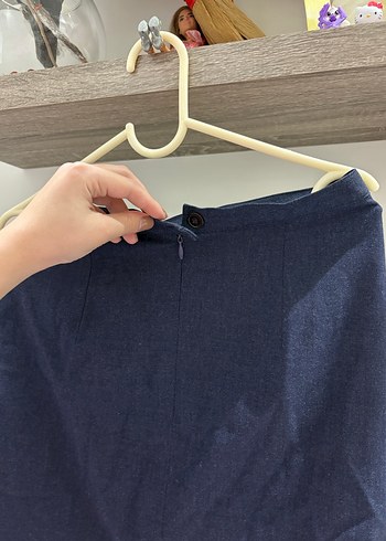 Drapeli Lacivert Hamile Midi Etek - Görsel 4