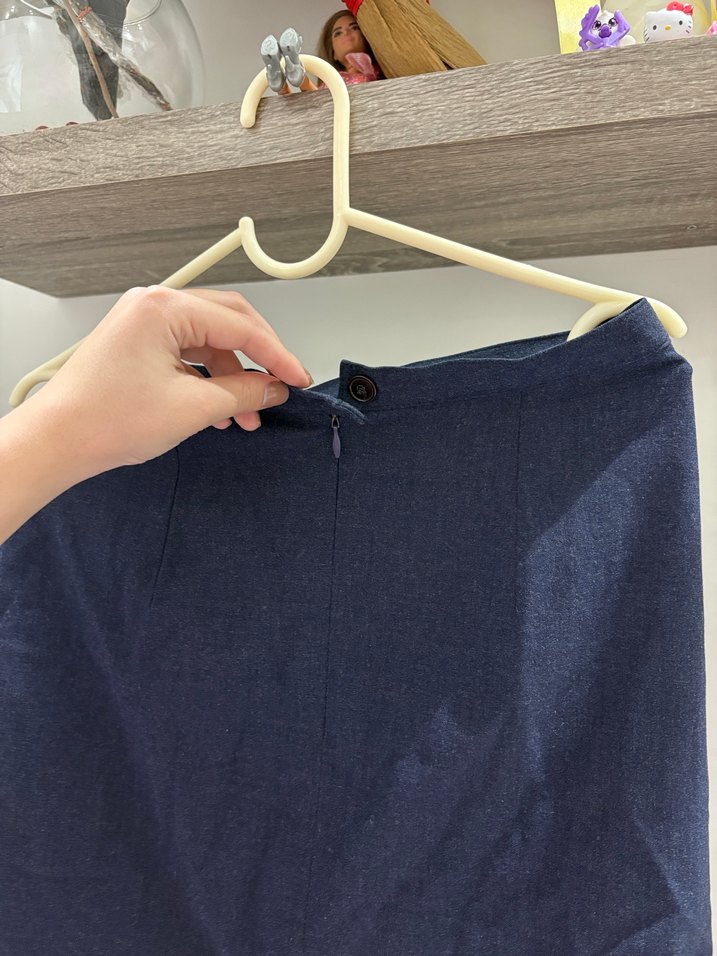 Drapeli Lacivert Hamile Midi Etek - Görsel 4