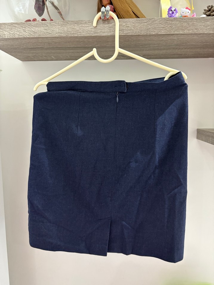 Drapeli Lacivert Hamile Midi Etek - Görsel 2