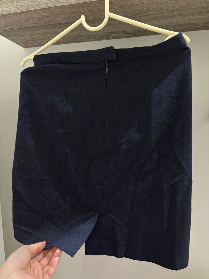 Drapeli Lacivert Hamile Midi Etek - Görsel 3