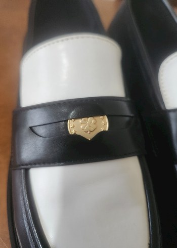 Klasik 37 Siyah Beyaz Tokalı Kadın Loafer - Görsel 7