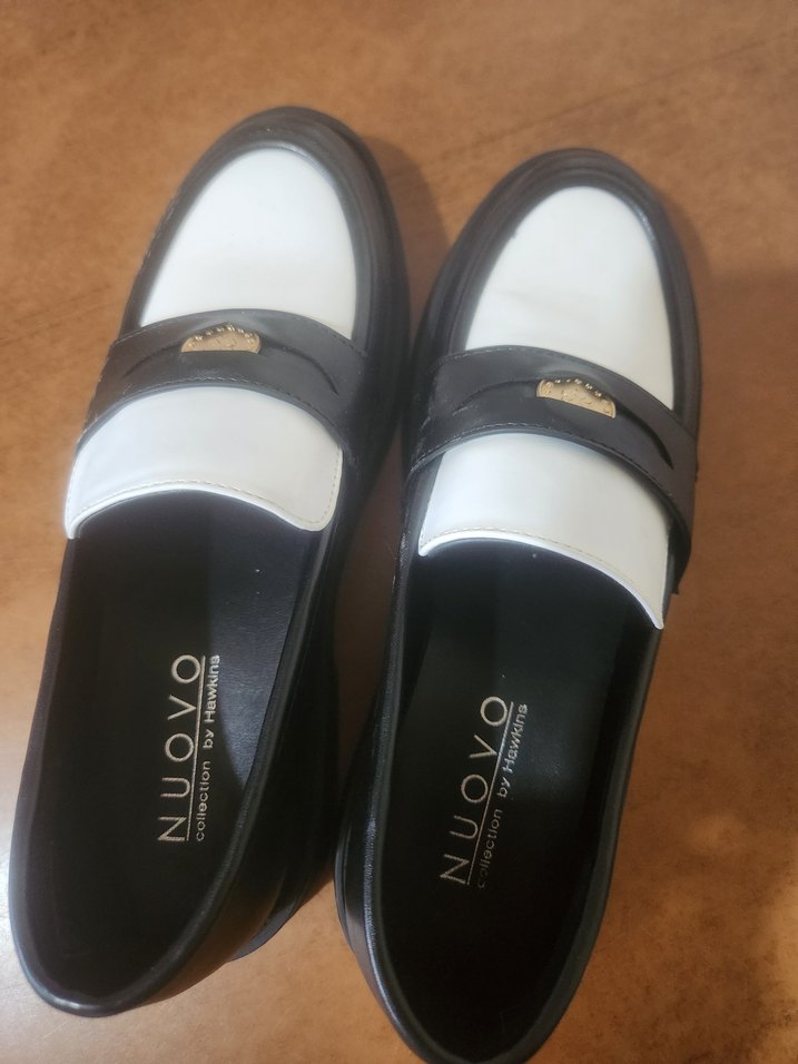 Klasik 37 Siyah Beyaz Tokalı Kadın Loafer - Görsel 4