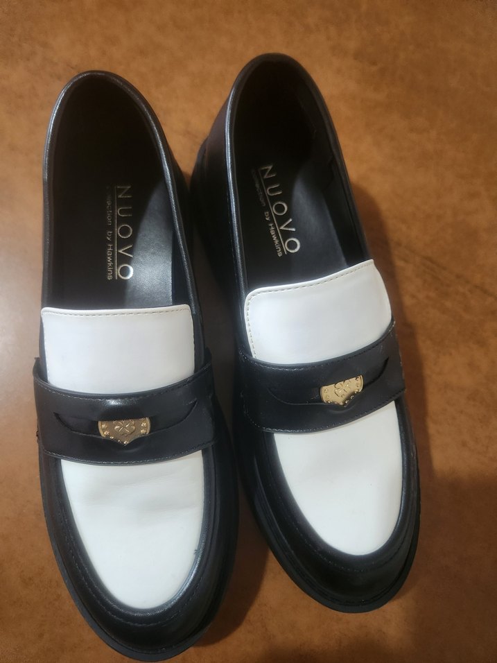 Klasik 37 Siyah Beyaz Tokalı Kadın Loafer - Görsel 5