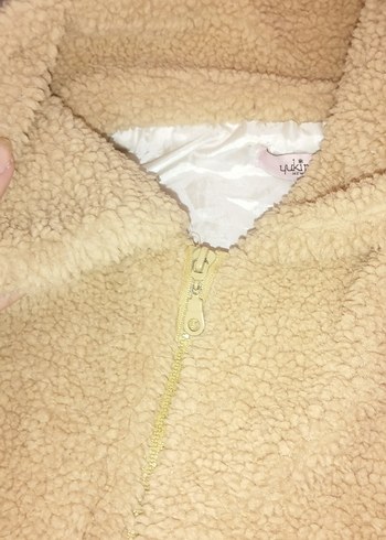 Bej Kadın Polar Mont crop - Görsel 3