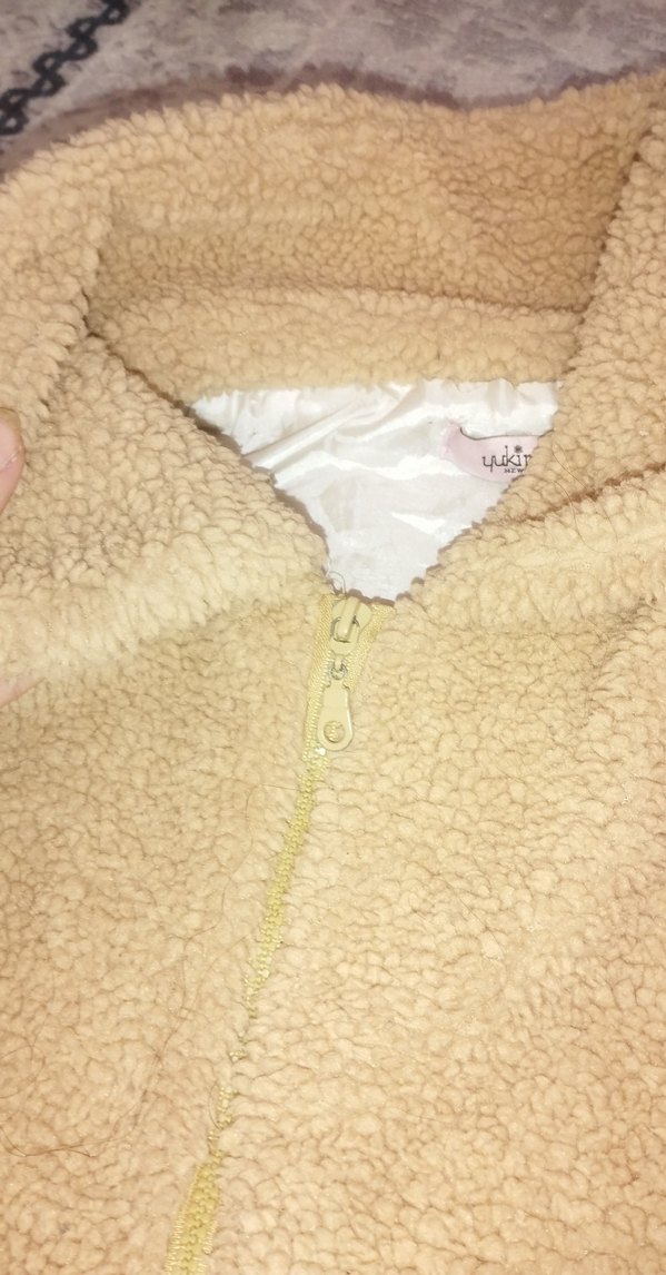 Bej Kadın Polar Mont crop - Görsel 3