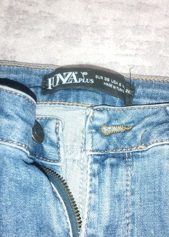 Nakışlı Bohem Gri Mavi Kadın Kot Pantolon - Görsel 3