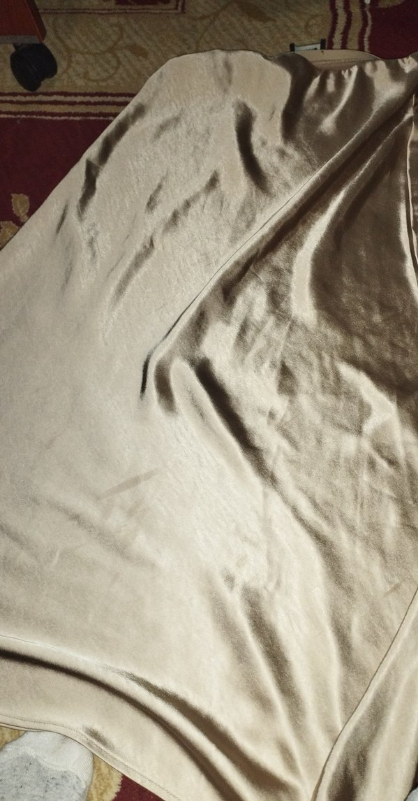 Bej Uzun Saten Kadın Etek - Görsel 4