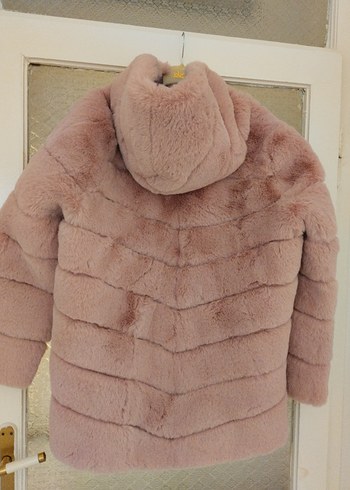 Pembe Midi Boy Kürk Detaylı Ceket - Görsel 4