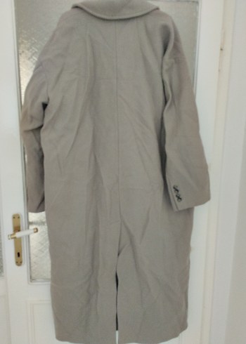 Bej Çift Düğmeli Uzun Kaban - Görsel 2