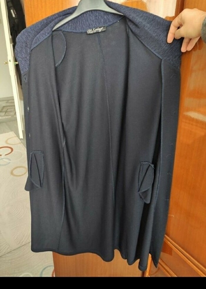 Lacivert uzın ceket - Görsel 2