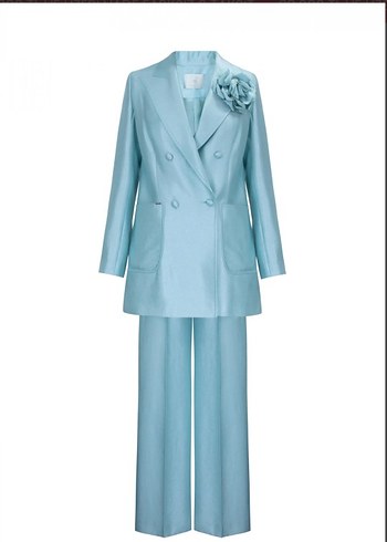 Zara Pastel Mavi Cicekli Sik Takim