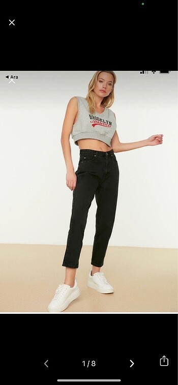Milla siyah yüksek bel mom jeans