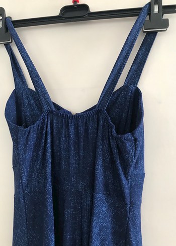 Kadın Lacivert V Yakalı Midi Elbise - Görsel 4