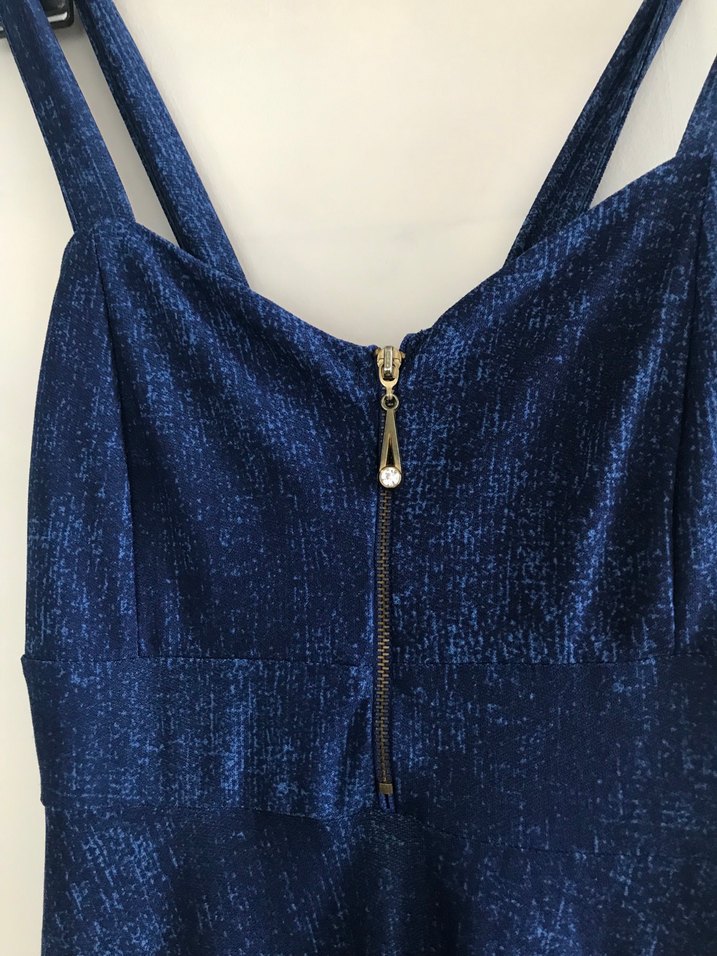 Kadın Lacivert V Yakalı Midi Elbise - Görsel 2