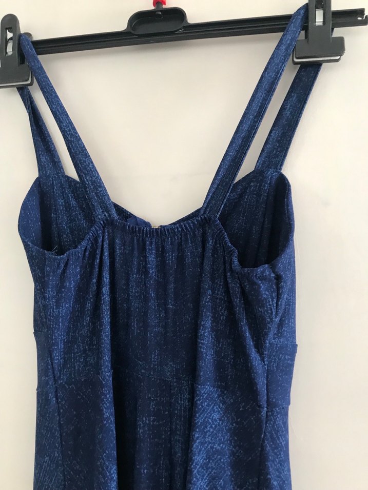 Kadın Lacivert V Yakalı Midi Elbise - Görsel 4