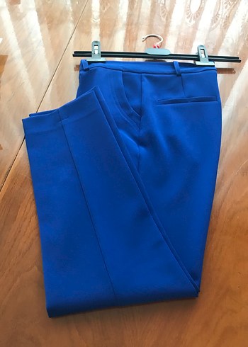 Mavi Midi Kadın Kumaş Pantolon - Görsel 4