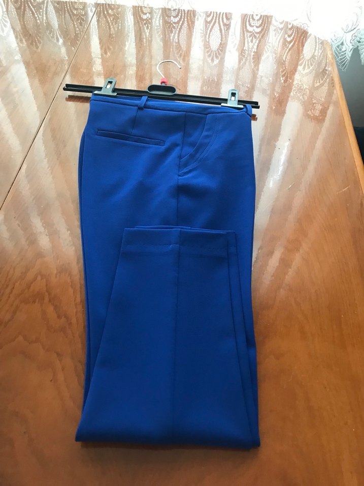 Mavi Midi Kadın Kumaş Pantolon - Görsel 3