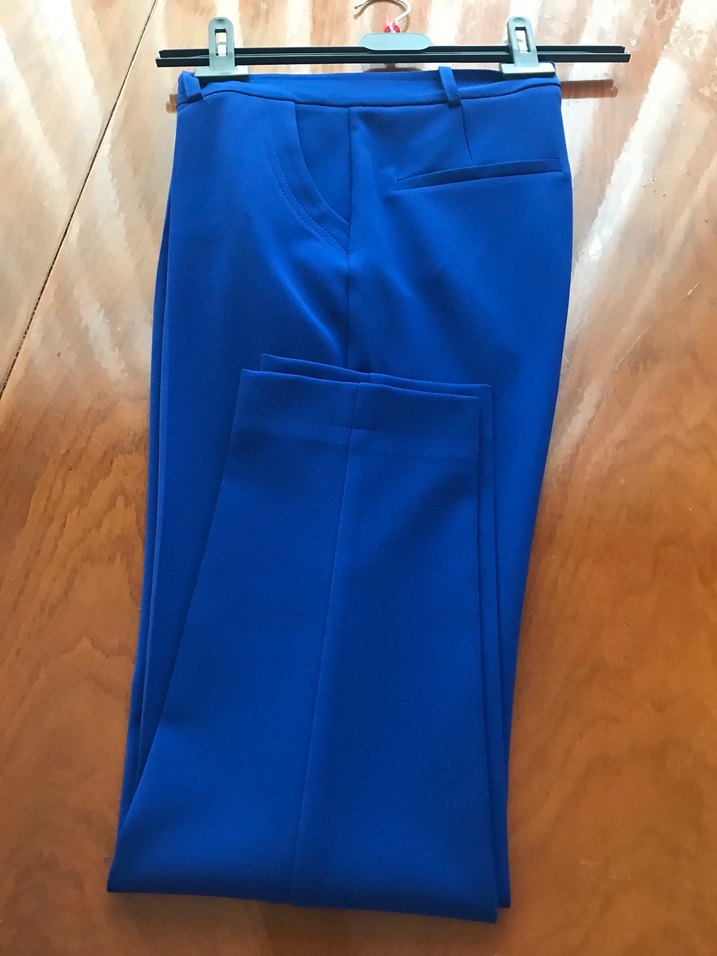 Mavi Midi Kadın Kumaş Pantolon - Görsel 5