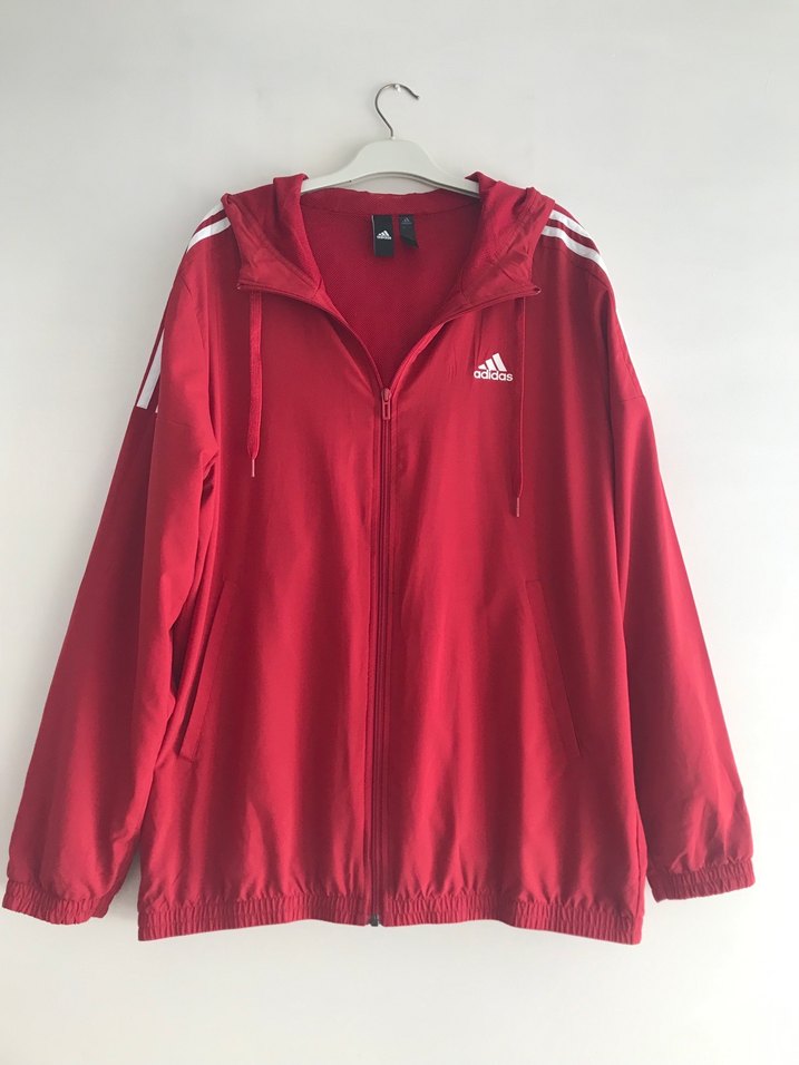 ADİDAS Kırmızı Kapüşonlu Fermuarlı Ceket - Görsel 2