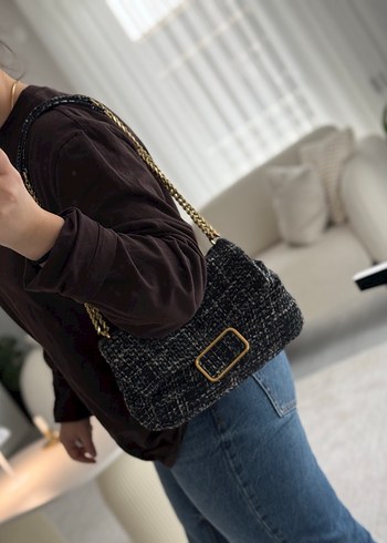 Zincir Detaylı Gri Desenli Kadın Çanta - Görsel 2