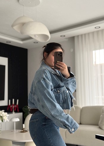 Zara Mavi Düğmeli Kadın Denim Ceket - Görsel 3