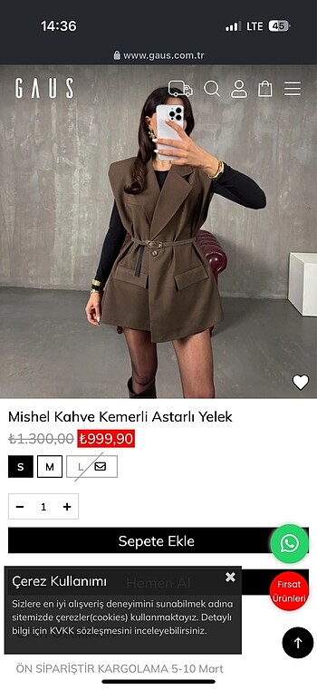 l Beden kahverengi Renk Yelek