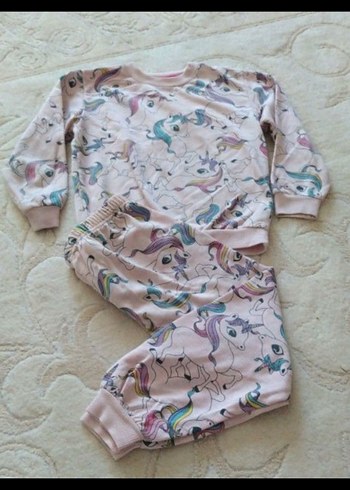 Unicorn Desenli Kız Çocuk pamuklu Pijama Takımı