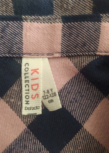 Düğmeli Pembe Kareli Pamuklu kız çocuk Gömlek - Görsel 3