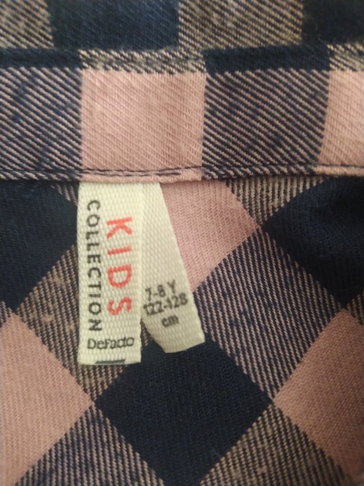 Düğmeli Pembe Kareli Pamuklu kız çocuk Gömlek - Görsel 3