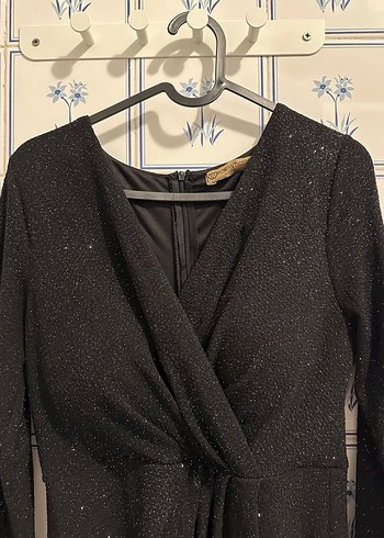 Uzun Siyah Kadın Abiye Elbise - Görsel 2