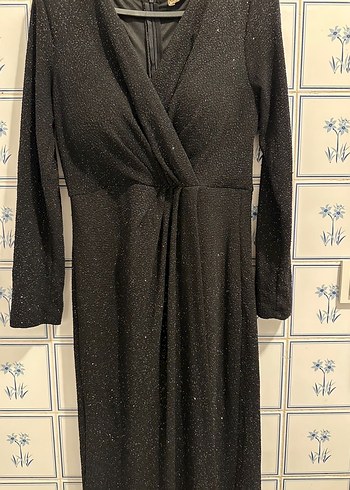 Uzun Siyah Kadın Abiye Elbise - Görsel 3