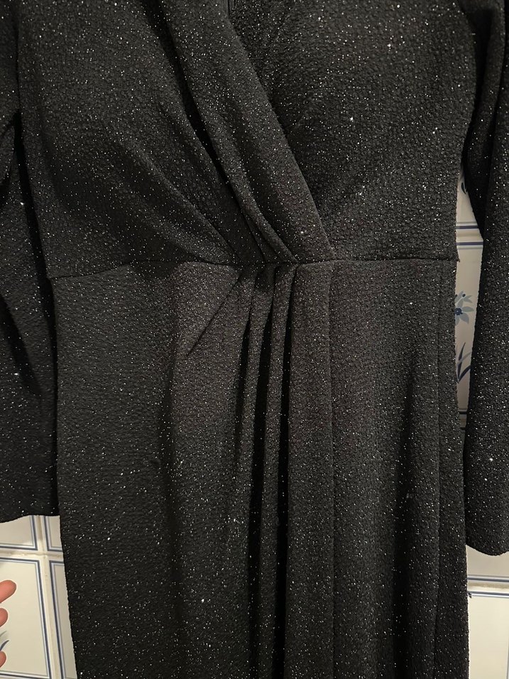 Uzun Siyah Kadın Abiye Elbise - Görsel 5