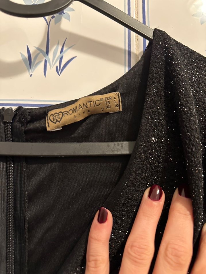 Uzun Siyah Kadın Abiye Elbise - Görsel 4