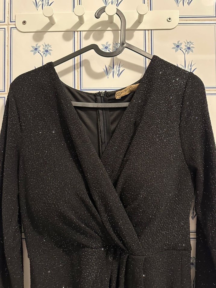 Uzun Siyah Kadın Abiye Elbise - Görsel 2