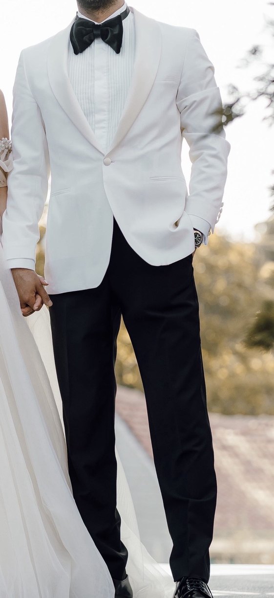 Düğün İçin Beyaz Düğmeli Klasik Ceket - Görsel 2