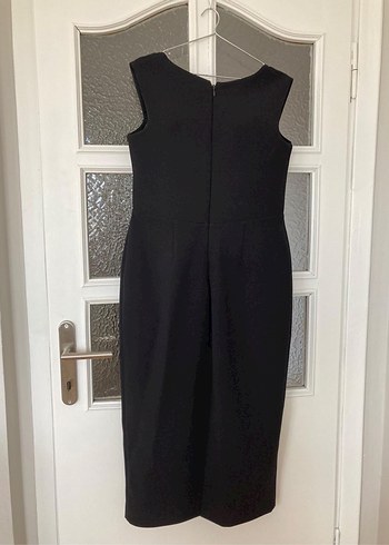 Siyah V Yakalı Uzun Kalem Elbise - Görsel 3