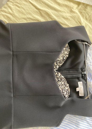 Siyah V Yakalı Uzun Kalem Elbise - Görsel 5