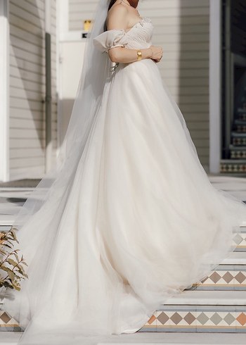 Beyaz Straplez A Kesim Uzun Gelinlik - Görsel 2